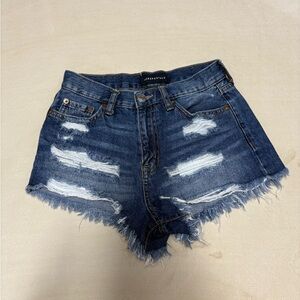 Forever 21 Dark Blue Ripped Jean Shorts